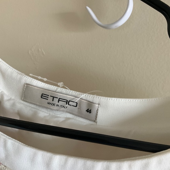 Etro Dress A Line Italian 46 Cream Tweed Floral Red Pink Sleeveless Retro - Picture 2 of 6